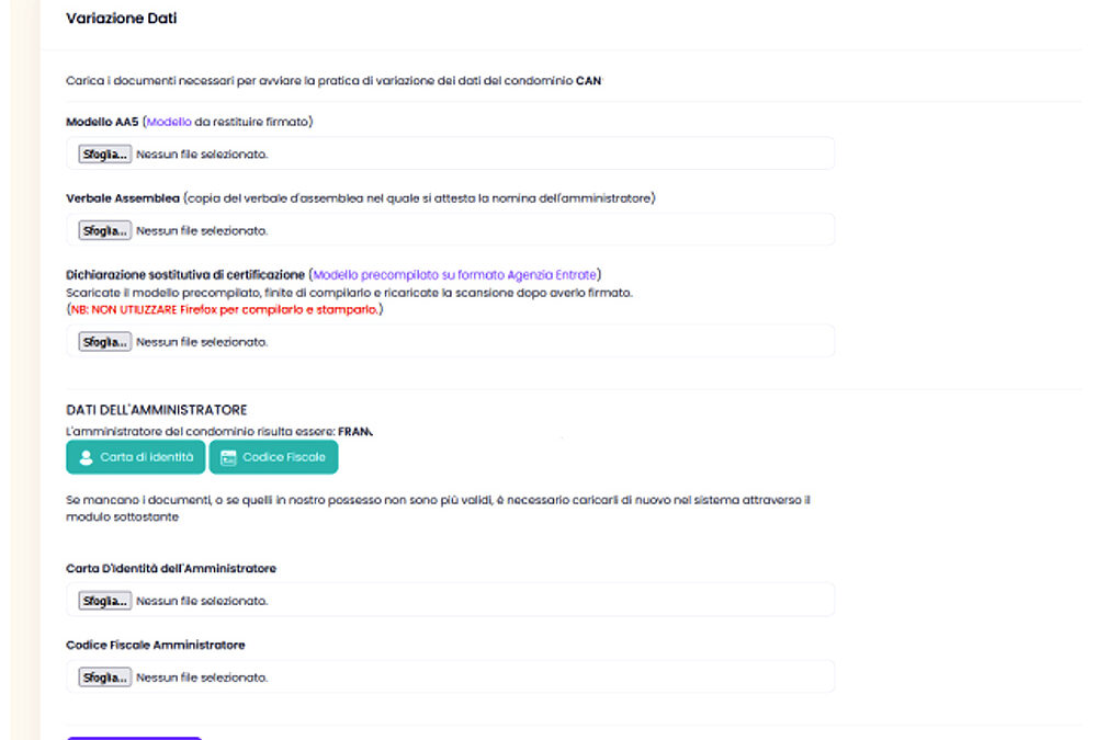 Aggiornamento importante: nuova funzionalità per la gestione delle variazioni dati